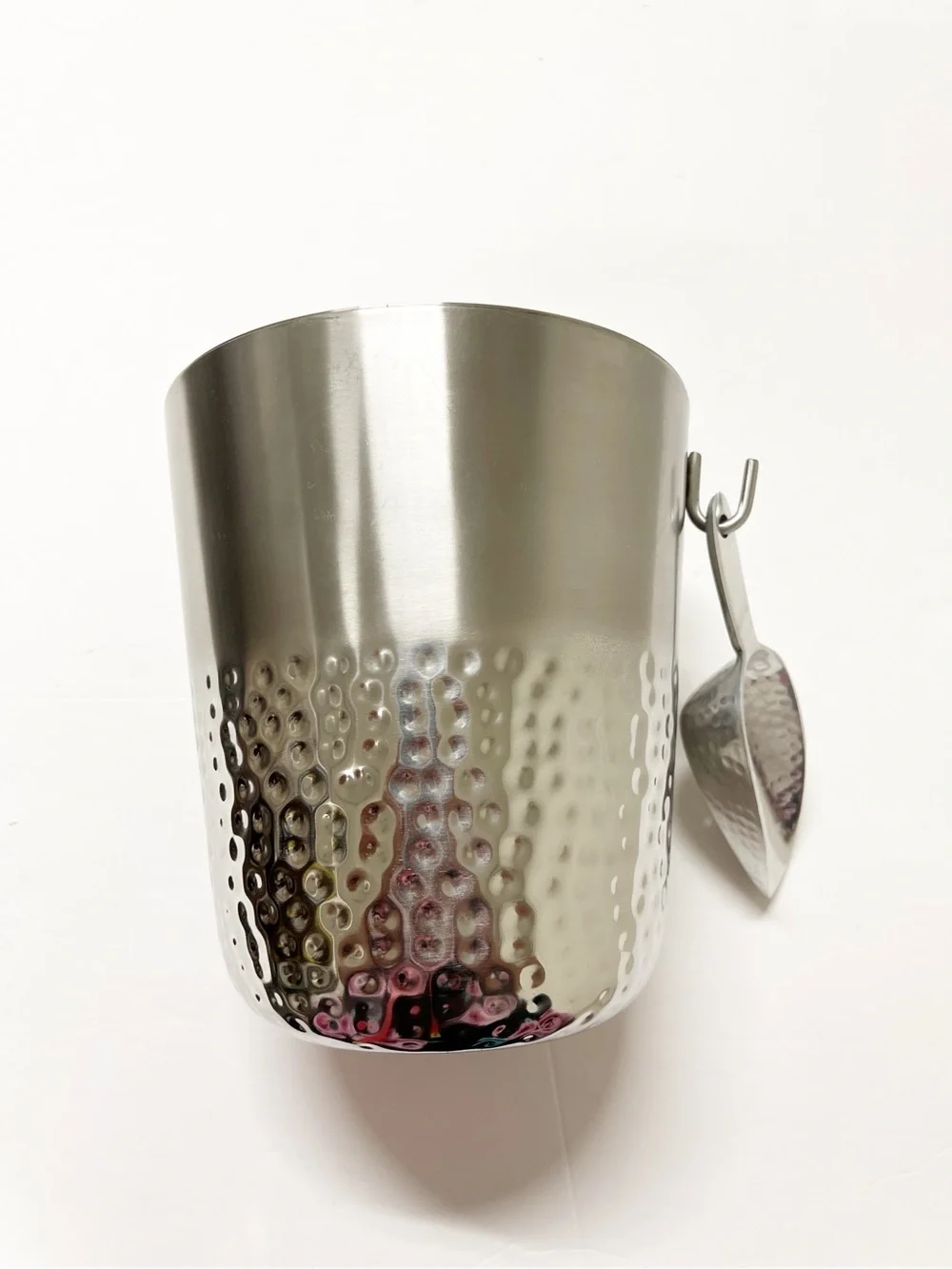 Threshold Home Double Wall Hammered Metal Ice 3 Quart Bucket With Ice Scoop